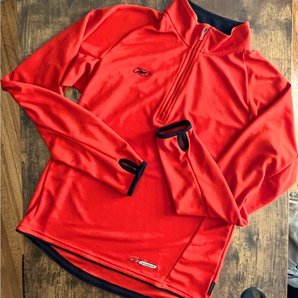 Reebok sz S, orange, half zipper, pullover shirt. 